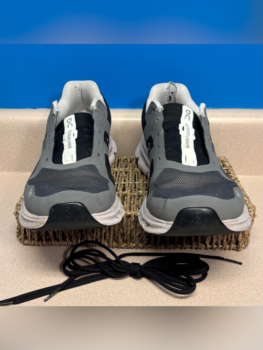 Two Pairs On Running Shoes, Women 8.5, Cloudflyer & Cloudrunner Black White Gray - Picture 10 of 16
